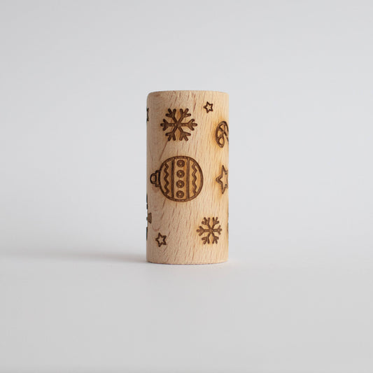 Rullo di legno natalizio 6 cm