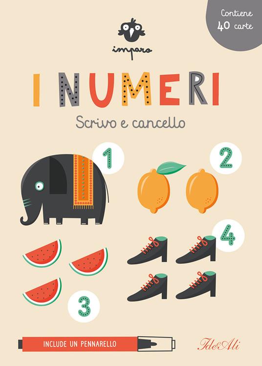 Imparo i numeri. Scrivo e cancello. Con pennarello cancellabile. Con 40 Carte