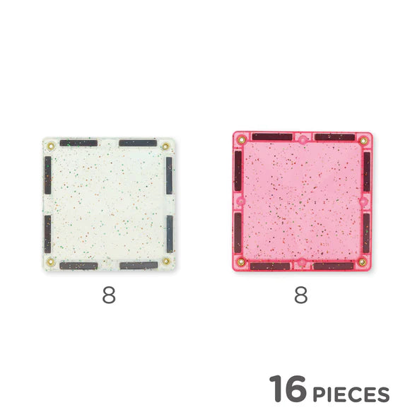 Glitter Tiles Pack Transparent / Pink | 16 pieces