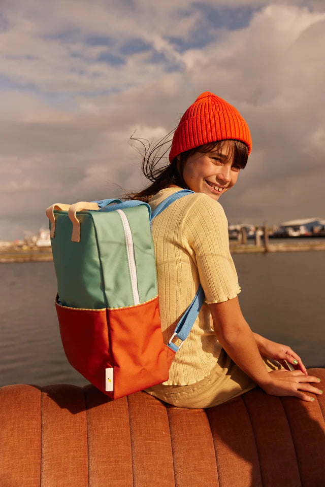 backpack large | colourblocking | aquatic green + shipwreck rust