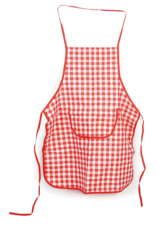 Red gingham chef set (apron, hat, mitt)