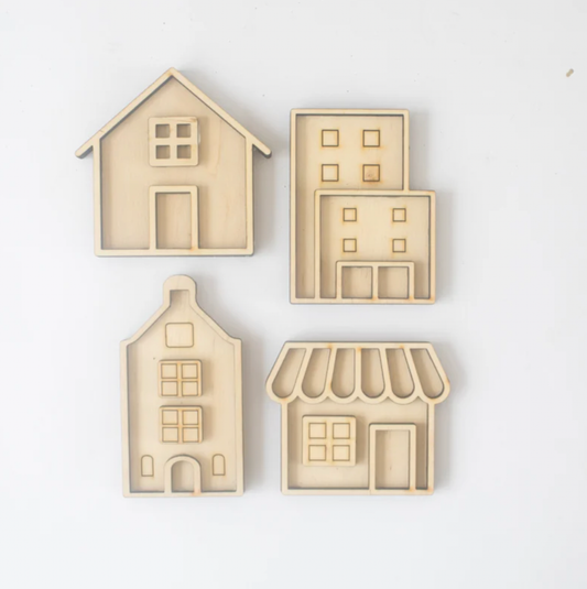 Set mini vassoi a forma di case