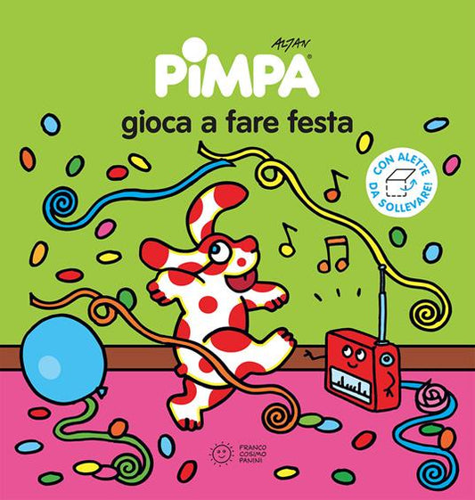 Pimpa gioca a fare festa.