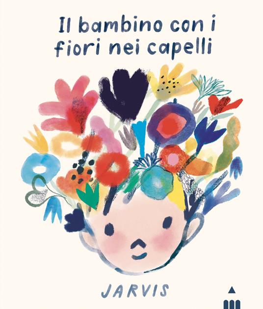 Il bambino con i fiori nei capelli.