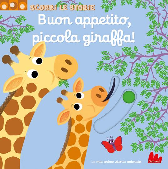 Buon appetito, piccola giraffa! Scorri le storie.