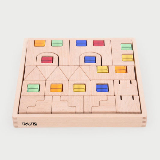 Wooden building gem blocks