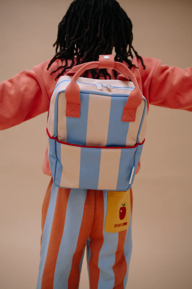 backpack small | stripes | cloud blue + twiggy beige