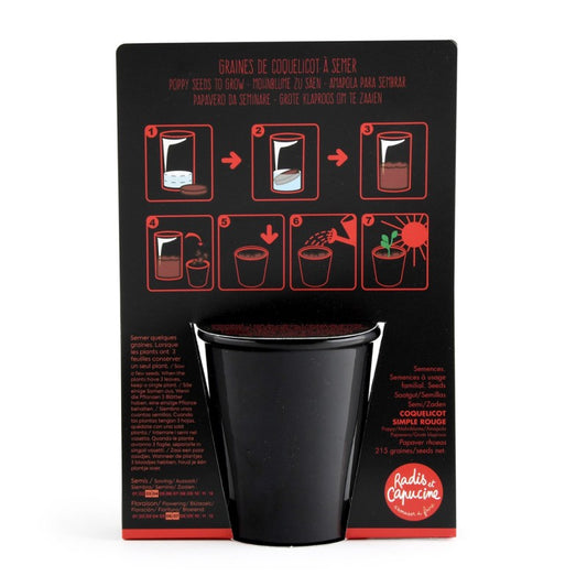 Kit di coltivazione papavero rosso e vaso nero