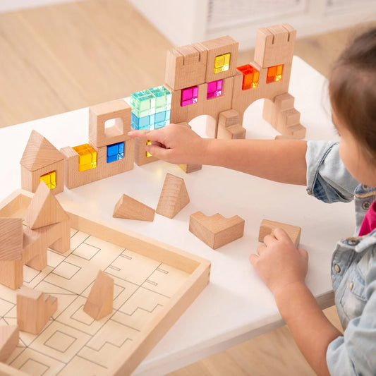 Wooden building gem blocks