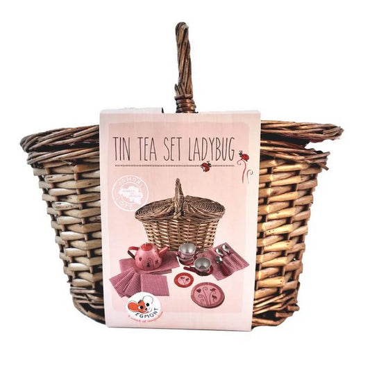 TIN TEA SET LADYBUG IN A BASKET