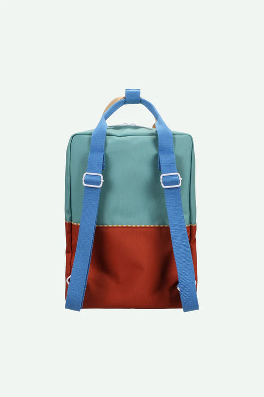 backpack large | colourblocking | aquatic green + shipwreck rust
