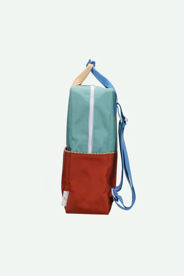 backpack large | colourblocking | aquatic green + shipwreck rust