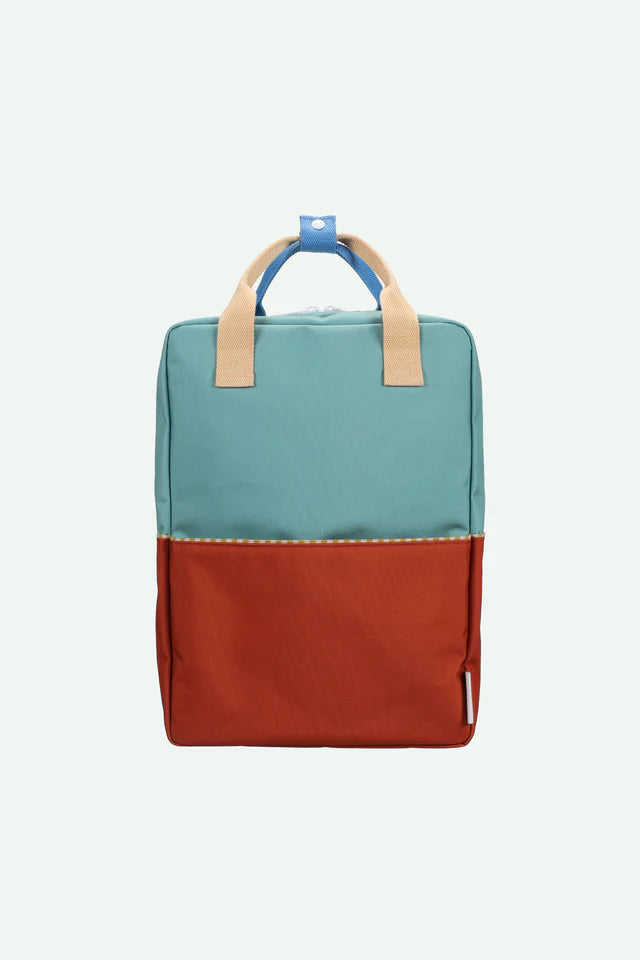 backpack large | colourblocking | aquatic green + shipwreck rust