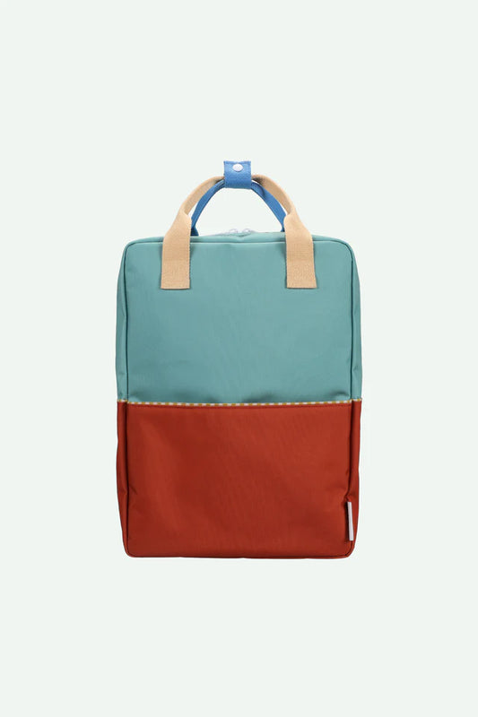 backpack large | colourblocking | aquatic green + shipwreck rust