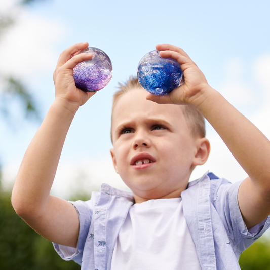 Sensory rainbow glitter balls