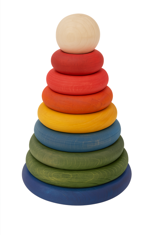 Piramide rotonda arcobaleno impilabile Montessori